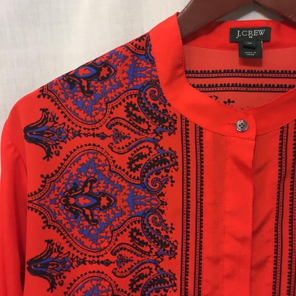 J. Crew Dervish Paisley Coral Red Tunic Top Sz XS - Picture 8 of 8